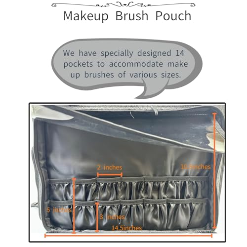BaltFrist Rolling Makeup Bag with 4 Removable Bags，Trolley Cosmetic Bag with 5pcs 360°Rotating Wheels,Makeup Artist Travel Bag with Brushes Storage Section，Black Diamond Grid