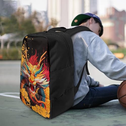 Basketball Backpack With Separate Ball Compartment And Shoes Fit Basketball Volleyball Football - color: Oriental Dragon
