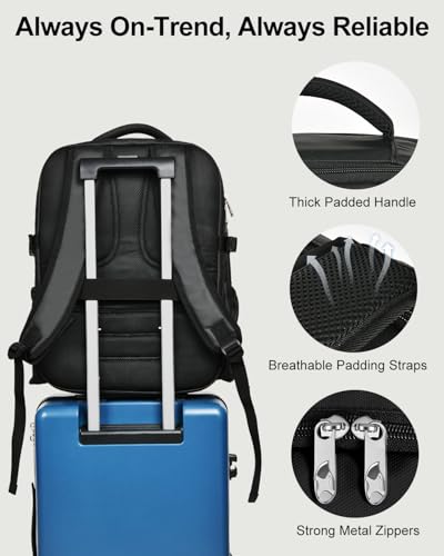 Travel Backpack for Women & Men, Carry On Personal Item Bag Flight Approved, Large Waterproof Laptop Backpack for Travel, Overnight, College & Commuting Black - color: Black