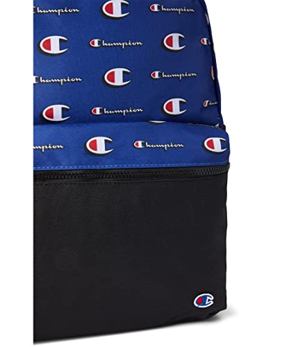 Champion Manuscript Backpack with Padded Adjustable Straps, Water Bottle Pocket for Work, Travel, Daily Use - color: Blue/Red/White