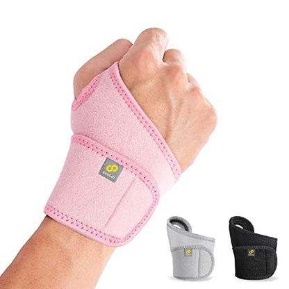 Bracoo Wrist Brace Compression Wrap – Adjustable Support Strap for Carpal Tunnel, Tendonitis, Arthritis, Pain Relief – Fitness & Weightlifting Wristband – Left or Right Hand – WS10 - color: Pink