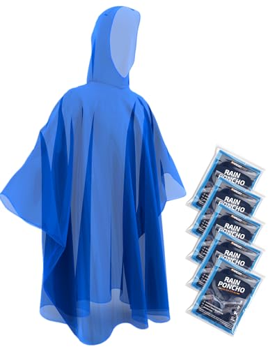 Hagon PRO Disposable Rain Ponchos for Adults (5 Pack) - color: Dark Blue (5 Pack)