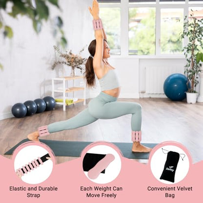 Ankle and Wrist Weights for Women & Men, Adjustable Arm & Leg Weights Set of 2 (1 lb/2 lb Each) Soft Silicone Weighted Bands Weighted Bracelet for Pilates Yoga Dance Walking Running Swimming Water Pool Home Gym Fitness Workout Jogging Gymnastics Aerobics