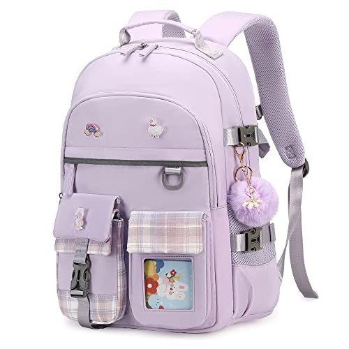 Backpack for Girls, 15.6 Inch Laptop School Bag Kids Kindergarten Elementary College Backpacks Large Bookbags for Teen Girl Women Students Casual Travel Daypacks (Purple) - color: Purple