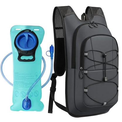MIYCOO Hydration Backpack - Lightweight Hiking Water Backpack with 2L Water Bladder, Running Hydration Vest Backpack for Men Women, Hydration Pack for Hiking, Cycling, Climbing - color: Dark Gray