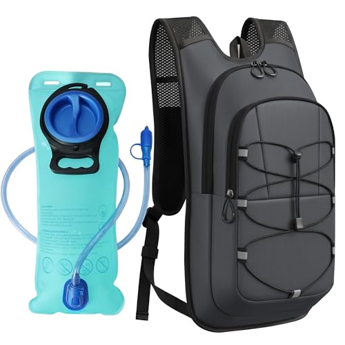 MIYCOO Hydration Backpack - Lightweight Hiking Water Backpack with 2L Water Bladder, Running Hydration Vest Backpack for Men Women, Hydration Pack for Hiking, Cycling, Climbing - color: Dark Gray