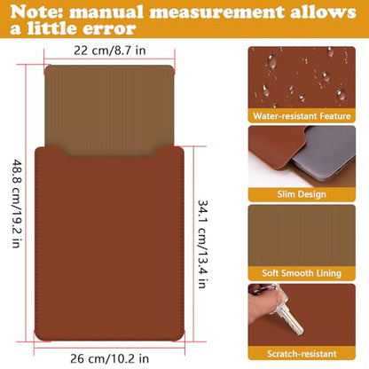 BVYA 13.3-14" Sleeve, PU Leather Laptop Case Compatible with New MacBook Air 13.6/Pro/Max M2/M1 A2779 A2442 14, 13.5 Surface 5/4/3/2/1, Compatible with Laptop 2022 Pro 14 inch - color: BROWN, size: For 13.3-14 inches