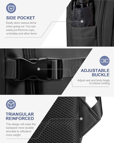 Simple Travel Backpack For Women Men,Laptop Travel Backpack Carry on Flight Approved,Frontier Airlines Personal Item Travel Bag,Waterproof luggage backpack,Mochila de Viaje(Black) - color: Black