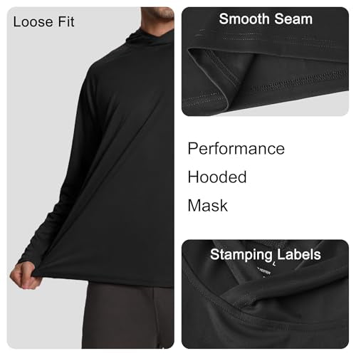 HovSiyla Mens Fishing Hoodie UV Sun Protection Shirts UPF Rash Guard Long Sleeve Shirts Hiking Performance Mesh Face Mask Top - color: 5 Pack : Black Grey White Navy Red, size: XX-Large