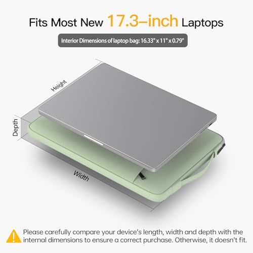17 inch Laptop Carrying Case, Padded Travel Computer Sleeve Bag for HP 17.3-in Laptop, HP Envy 17, Dell Inspiron 17, ASUS Vivobook 17, Lenovo ideapad 17, Water-Resistant with Handle -Mint Green - color: Mint Green, size: 17-17.3 inch