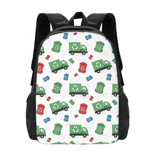 Classic Casual Daypack Garbage Truck Trash, Large Capacity Anti Theft Polyester Travel Bag Unisex Shoulder Pack for Leisure Travel Camping Hiking - color: Design (402)