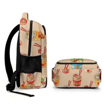 Sturdy Laptop Backpack Noodle Ramen, Anti Theft Water Resistant Travel Business Bag with Water Bottle Pockets Gifts for Men Women - color: Pattern (355)