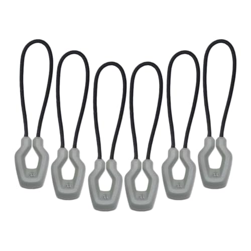 Y-SHP MATRIX Zipper Pulls 6-Pack TPU Polyester Replacement EDC Wolf Gray - color: Wolf Gray