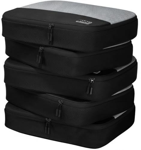 Large Packing Cubes for Travel - 5pc Packing Cubes for Suitcases - Lightweight Luggage Organizer Bags (Non-Compression) - color: Black, size: Large