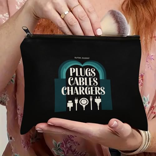 Plugs Cables & Chargers - Makeup Bag for Women Travel - Zipper Cosmetic Storage Bag with Vibrant Designs, Soft Fabric & Multi-Use Functionality (Gift for Birthdays, Graduation, Christmas) (Style H) - style: Style H
