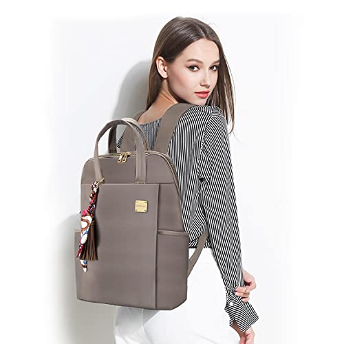 Kamlui Laptop Backpack for Women 15.6-inch Slim - Laptop Bag Computer Case Purse Travel Lightweight Medium Size Satchel Daypack 16-inch Water-resistant Business Comutter Fashion Stylish Nylon Khaki - color: Khaki239