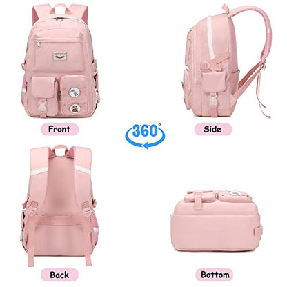 Makukke School Backpacks for Teen Girls - Laptop Backpacks 15.6 Inch College Cute Bookbag Anti Theft Women Casual Daypack,Pink Backpack - color: Pink