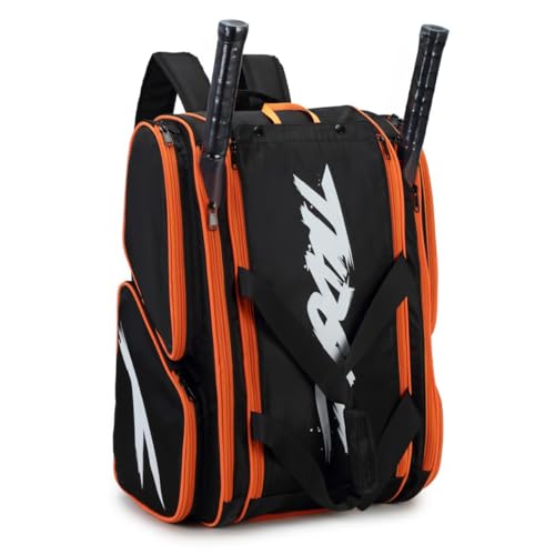 TILDOSAC Pickleball Bag - Large Paddle Bag for 4 Paddles & Accessories - Fence Hook, Extra Pockets, Shoe Compartment - color: Black
