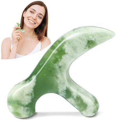 2Pcs Trigger Point Massage Tool, Deep Tissue Reflexology Acupressure, Jade Massage Tools, for Full Body Relaxing Myofascial Release Pain Relief, Natural Real Jade SPA - color: 2pcs Jade