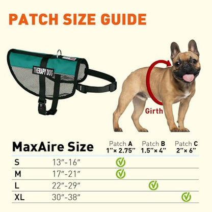 Dogline MaxAire Vest Therapy Dog Removable Patch Adjustable Harness Reflective for Puppies Small Medium and Large Dogs 13 by 16 Inch Girth Teal - color: Teal, size: Girth 13 by 16"