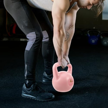 Water Fillable Kettlebell 4kg Pink Dual Handle Yoga Kettle Bell Portable Home Fitness Equipment Strength Training Dumbbell for Women Workout