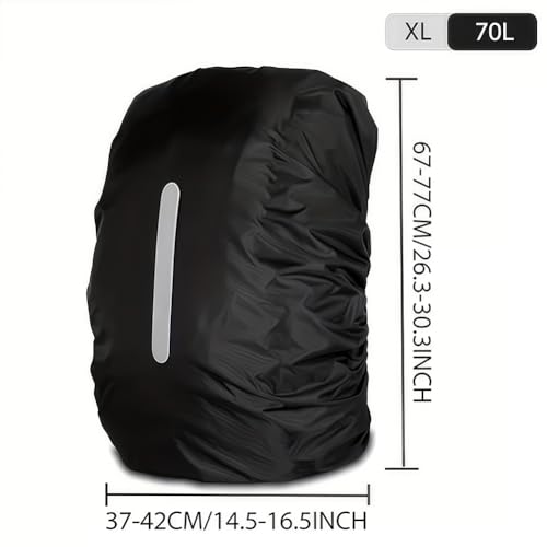 2 Pack Waterproof Backpack Rain Cover,Reflective Rucksack Rain Cover - Heavy-Duty Protection for Hiking, Camping,XL(65L - 75L) - color: black+green
