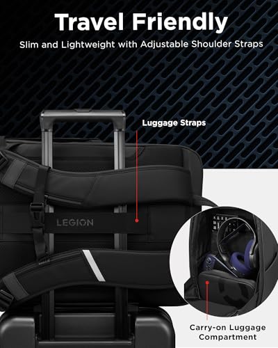 Lenovo Legion Gaming Laptop Backpack GB800, 21L Capacity, Fits 17-inch Laptops, Water Resistant, Three Main Compartments & 19 Specialiized Pockets, Black - style: Gb800 Black