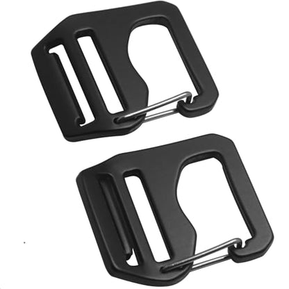 4PCS Adjustable Webbing G Shaped Buckles with Spring Loaded Gate Aluminum Alloy Inner Diameter 0.79in 2 Pcs for Left and 2 Pcs for Right Suitable for Backpacks Tactical Belts Black