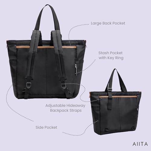 Diaper Bag Tote with Changing Pad, 20L Convertible Baby Bag with 12 Pockets and Insulated Bottle Holders, Crossbody Backpack for Travel, Black - color: Black