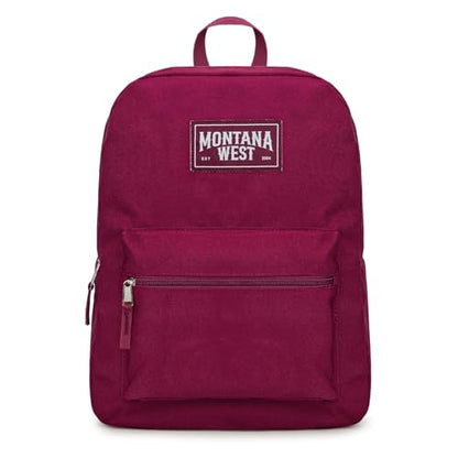Montana West School Backpack for Women Men Lightweight College Bookbag Casual Daypack Backpacks for Commute & Travel - color: *Black & Burgundy