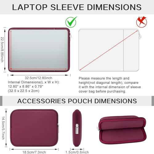RAINYEAR 13 Inch Laptop Sleeve Compatible with 13.3" MacBook Air/Pro M1 M2 M3 M4 M5 A3449 A3240 A3113 A2681 A2338 Case Cover Bag with Front Pocket Accessories Pouch (Red) - color: Red, size: 13"