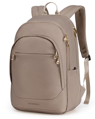 LIGHT FLIGHT Travel Backpack for Women, 15.6 Inch, Champagne | Laptop Backpack, USB Charging Hole, Water Resistant, Large Capacity, College Bookbag - color: Champagne, size: 15.6 Inch without Wheels