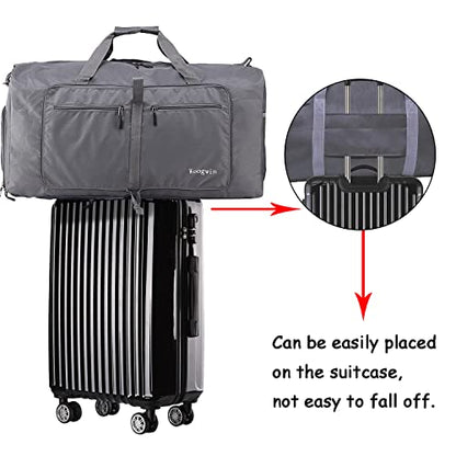 Woogwin Travel Duffel Bag Large Foldable Waterproof Overnight Bag for Beach Swim Bags Pool Sports Gym - color: 60L Gray