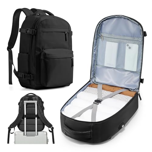 Simple Travel Backpack For Women Men,Laptop Travel Backpack Carry on Flight Approved,Frontier Airlines Personal Item Travel Bag,Waterproof luggage backpack,Mochila de Viaje(Black) - color: Black