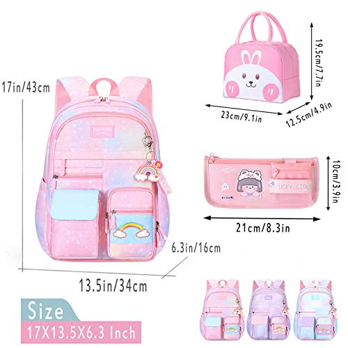 Kawaii Backpack, Pink Backpack for Girls, Kid Starry Rainbow Bookbag, Cute Backpack for Kids, Aesthetic Backpack, Blue - color: 1 Pc Blue Kawaii Backpack