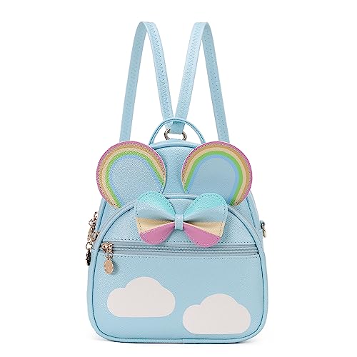 KL928 Girls Mini Backpack Bowknot Polka Dot Cute Small Daypacks Convertible Shoulder Bag Purse for Women - color: Rainbow