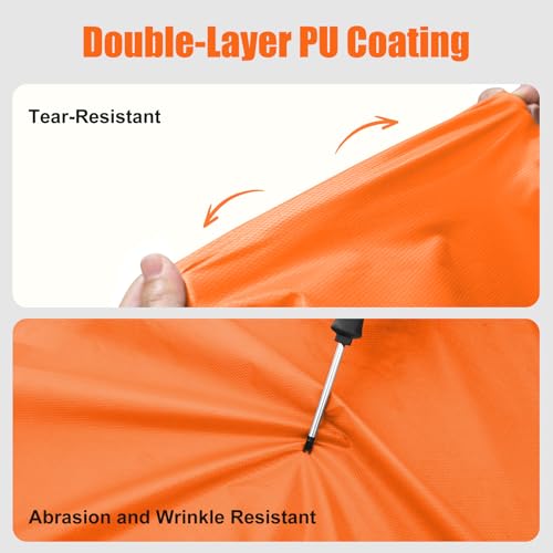 Andake Waterproof Rain Poncho for Adults Unisex,230T Ripstop Polyester,Raincoat Gear with Transparent Viewing Window Outdoors - color: Orange