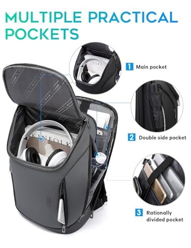 FUTURE AESTHETIC Business Smart Backpack Waterproof fit 15.6 Inch Laptop Backpack with USB Charging Port,Travel Backpack - color: Gray