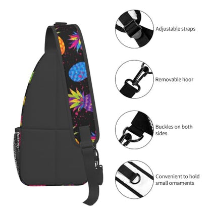 Sling Backpack Unisex Crossbody Chest Bag Shoulder Chest Bag For Women Men Hiking Travel - color: Pineapple