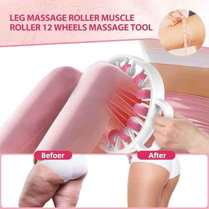 Massager Roller for Cellulite & Lymphatic Drainage – Fascia Muscle Roller Stick for Legs, Thighs, Calf – Deep Tissue Massage Tool for Pain Relief, Body Sculpting, Anti-Cellulite, Athletes Recovery