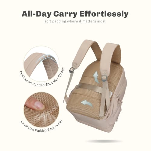 Hynes Eagle College Laptop Backpack 16 Inches Quilted Travel Backpack for Women Lightweight Puffer Casual Daypack 28L Camel - color: Camel