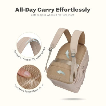 Hynes Eagle College Laptop Backpack 16 Inches Quilted Travel Backpack for Women Lightweight Puffer Casual Daypack 28L Camel - color: Camel