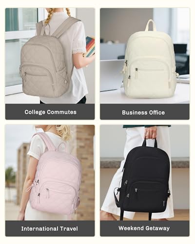 Hynes Eagle Travel Laptop Backpack Quilted College Backpack for Women Puffer Casual Daypack Personal Item Bag for 16 Inch Light Camel - color: Light Camel