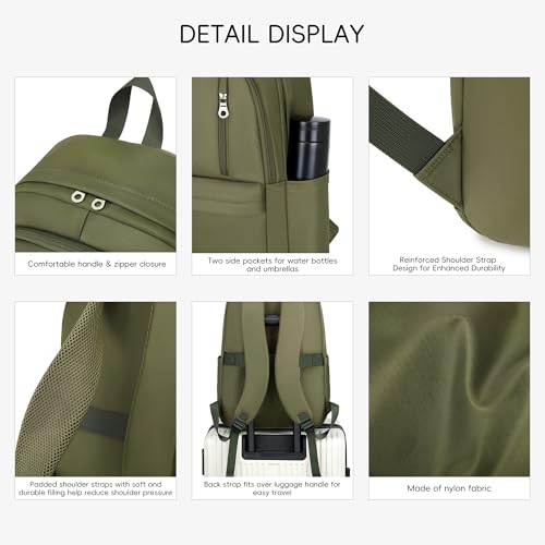 BAGOK Lightweight Nylon Backpack for Women & Men – Foldable, Large Capacity, Ideal for School, Travel & Work - color: Green