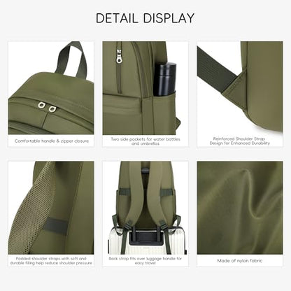 BAGOK Lightweight Nylon Backpack for Women & Men – Foldable, Large Capacity, Ideal for School, Travel & Work - color: Green