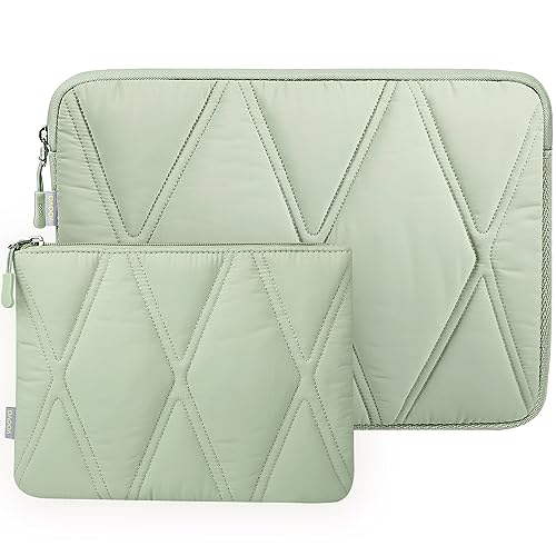 Voova Puffy Laptop Sleeve Case 13 13.6 Inch Compatible with MacBook Air 13 M1/M2/M3/M4 2020-2025, MacBook Pro 13/14, IPad Air/Pro 13, Cute Computer Cover Bag with Accessories Pouch, Mint Green - color: Mint Green, size: 13-13.6 Inch
