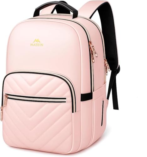 MATEIN Cute Backpack for Girls, Water Resistant School Backpack with Detachable Keychain Fits 15.6 Inch Laptop, Multi-Functional Bookbag for Middle School with Laptop Compartment, Gift for Her, Pink - color: Pink, size: 15.6inch