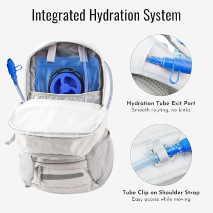 Zavothy 20L Multipurpose Hiking Backpack with 3L Water Bladder – Durable Hydration Backpack with Insulated Bladder Compartment, Hidden Helmet Holder & Rain Cover – for Hiking, Commuting, and Camping - color: Grey