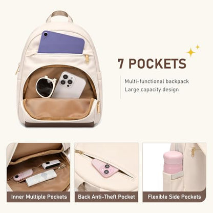 TENSTAR Mini Backpack for Women Stylish Convertible Back Pack Purse, Light Weight Daypack Purses Daily Backpack Cute Bookbag for College Travel, Apricot - color: Apricot