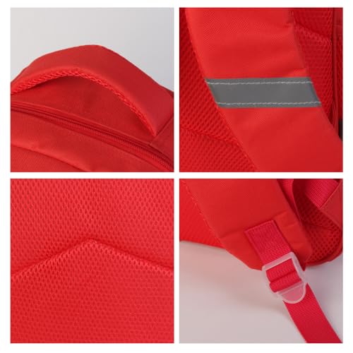 ZRENTAO Kids Backpack, 3D Reflective Cartoon, 600D Polyester & Dual Zippers, 17" Bookbag with Ergonomic Design for boys & girls age 6-18, Fox Space Style for school Children Kids - color: 22#redfox